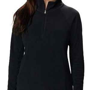Columbia Women's Glacial Iv Half Zip Pullover Logo Sleeve Black Thin Fleece